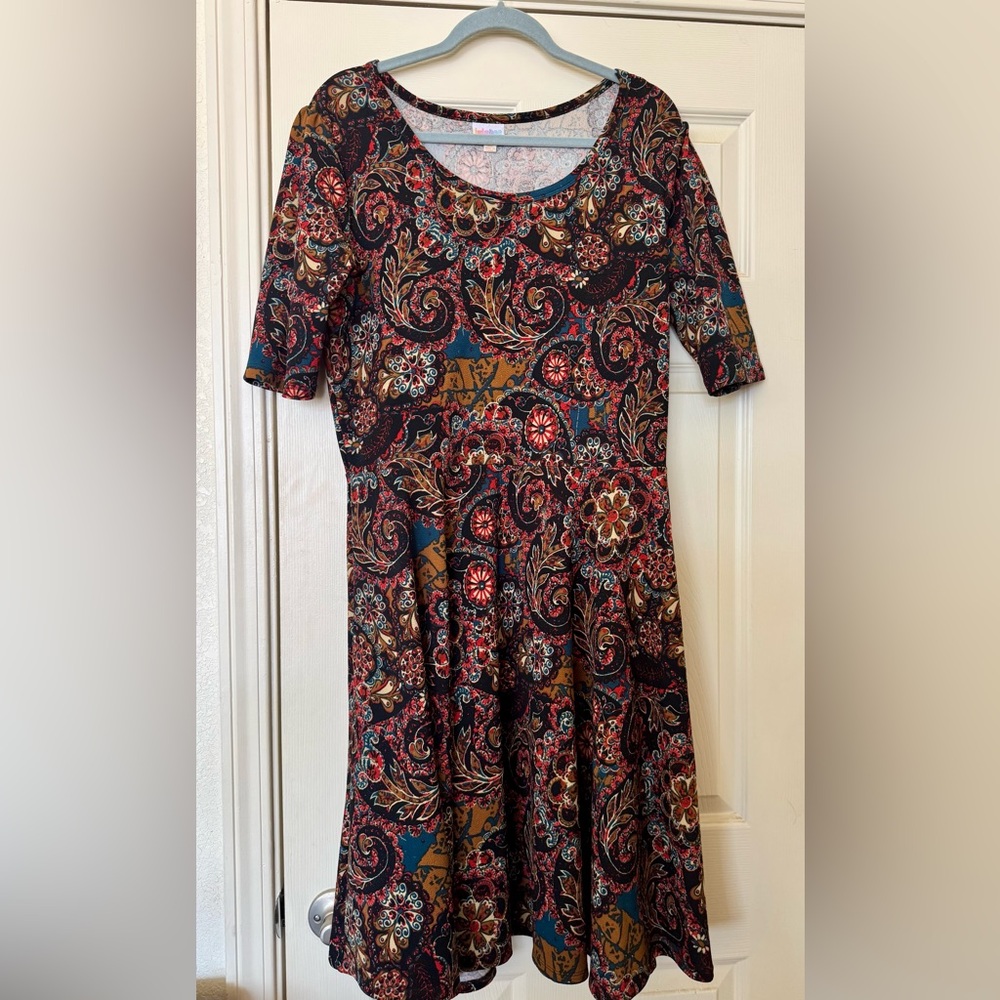 LuLaRoe Multicolor Paisley Nicole Midi Dress